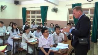 Education in Vietnam- U.S. National Teacher Keith Ballard talks with Students at a school in Vietnam