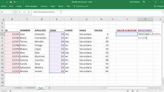 Función BUSCAR en Excel