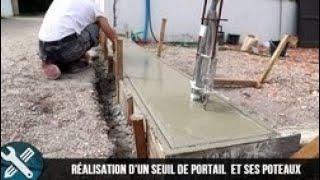 BricolageVlogs - Réalisation d'un seuil de portail en béton et ses poteaux