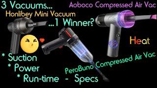 Comparing 2 Compressed Air Duster & Vacuum Cleaners with a Compressed Air Can & a Honlibey mini Vac