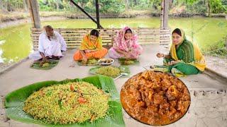 popi kitchen Eating Dhaniya Rice & Mutton kosha