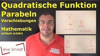 Parabeln - quadratische Funktionen - Verschiebungen - einfach erklärt | Lehrerschmidt