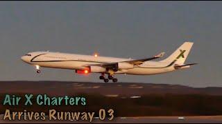 AirX Charters [9H-BIG] Arrives RWY 03 at Perth Airport