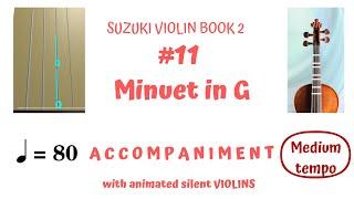  MINUET IN G, Suzuki Violin Book 2-11. MEDIUM. *𝓦𝓮𝓭.. Anim. Silent VIOLINs  with Piano 𝐀𝐜𝐜𝐨𝐦𝐩.