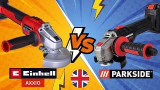 CORDLESS ANGLE GRINDER Parkside PWSAP 20-Li D4 vs Einhell AXXIO UK ENGLISH LIDL