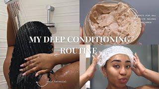 MY CURLY HAIR DEEP CONDITIONING ROUTINE + TIPS FOR HEAT DAMAGE/ DRY CURLS | ​thelaurynicole