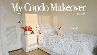 condo makeover pt.1 | ikea visit, organizing my closet, haul, bedroom and kitchen transformation 