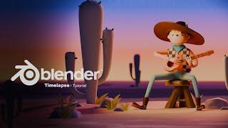 Creating A Cowboy In Desert  - Blender Time-Lapse Tutorial