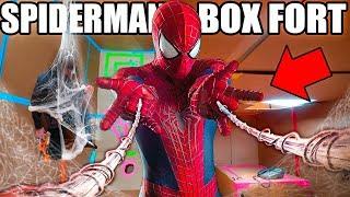 SPIDER MAN BOX FORT BASE!!  Spiderman Adventure, Nerf, Gadgets & More!