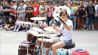 Amazing Girl Drummer Does BIGBANG Fantastic Baby Street Performance