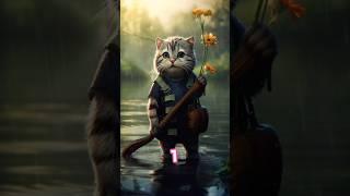 Cat on water #cat lovers # yt short #HAMZA AND KHADIJA 