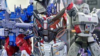 New Transformers action figures on display by Flame Toys