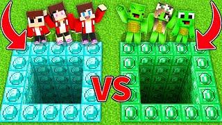 JJ vs Mikey Family DIAMOND PIT vs EMERALD PIT Battle in Minecraft Challenge - Maizen JJ and Mikey