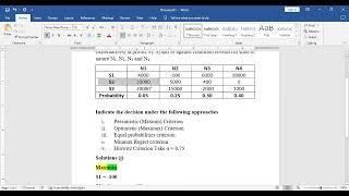 Decision Making Under Uncertainty Conditions