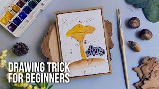 Watercolour Chanterelle & Drawing Trick For Beginners