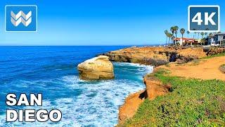 [4K] Sunset Cliffs Coastal Trail in Point Loma San Diego, California - Scenic Walking Tour 