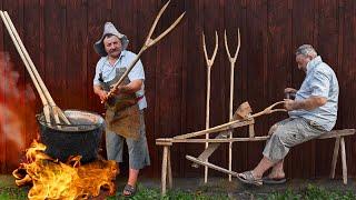 Talented Craftsman Made Wooden Hay Fork With Amazing Skills