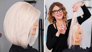 Sleek A Line Bob Haircut | Best Bob For FINE Hair | How To Cut A Classic Bob