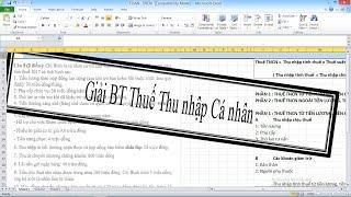 Giải nhanh Bài tập Thuế Thu nhập cá nhân II Giải chi tiết bài tập thuế TNCN