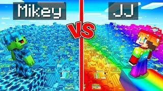 Mikey STORM vs JJ RAINBOW Village Survival Battle in Minecraft (Maizen)