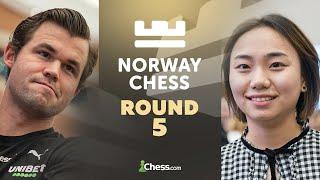 Norway Chess 2025! Magnus v. Fabiano, Hikaru v. Arjun & Ju v. Muzychuk In Rd 5