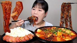 mukbang, spicy,  kimchi.