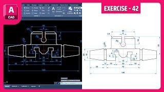 How to Create This 2D Drawing in AutoCAD – Step-by-Step Guide | Exercise 42 | Language - English