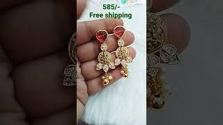 585/- free shipping Lakshmi earrings 7981886441 booking number