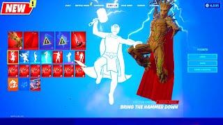 The Worthy: Thor's Mjolnir Built-in Emote on Other Fortnite Skins シ