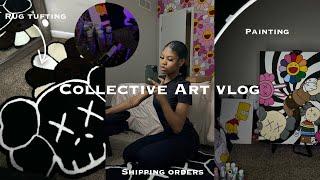 collective art vlg | paint with me , rug tufting , shipping orders + more