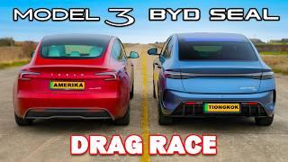 Tesla Model 3 v BYD Seal: DRAG RACE