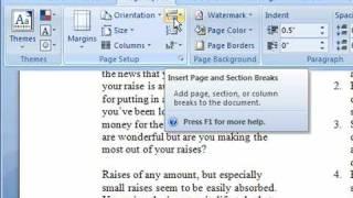 Insert a Column Break in Word 2007