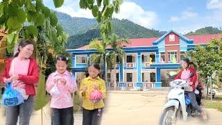 Hoang went to school to pick up Nga and prepare to build a new house.