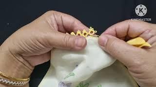 600-Shuttle#105,How to make & attach the shuttle lace simultaneously (Hindi/ Urdu/English)