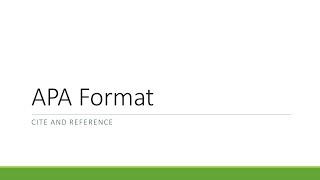 APA 7 Citing and References