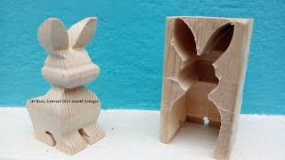 How to draw a 3D Easter bunny 2024 & saw it on the scroll saw