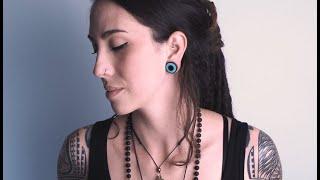 Crushed Howlite Turquoise Stone Inlay Wooden Tunnels | UrbanBodyJewelry.com