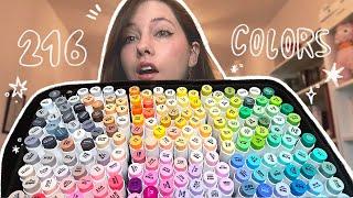 Answering Your Questions: Unboxing 216 Ohuhu Markers and Color Swatching  Art Supplies Haul 