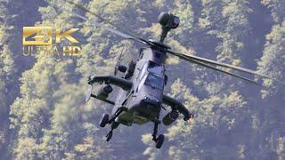 (4K) Eurocopter EC-665 Tiger UHT German Army 74+48 flying Display Mollis AirBase ZigAirMeet 2023