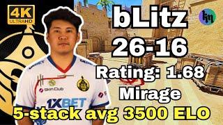 bLitz (26-16) FACEIT 5-stack 3500ELO (mirage) | Oct 23, 2024 #cs2 #pov