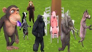 Outdoor Games for Kids Funny Monkey Animals Playing Musical Chairs | Animal Toys For Kids