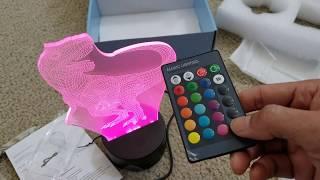 New 3 Dinosaurs 3D LEDs Night Light + Remote by AmazeFan!