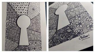 keyhole doodling | Doodle Art | Pattern | Creative Pallavi | keyhole drawing