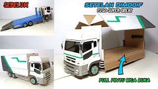 MODIF TRUK SELFLOADER  JADI TRUK SUPER GREAT WINGBOX PINTU FULL BISA BUKA  || MINIATUR KARDUS