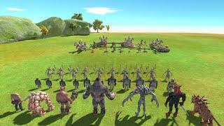 2 VS 2 INFERNALS WITH MUTANT VS FANTASY WITH GIANT - Animal Revolt Battle Simulator