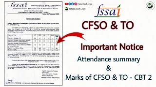 FSSAI CFSO & TO (CBT 2) Attendance summary | Important notice on Marks calculation