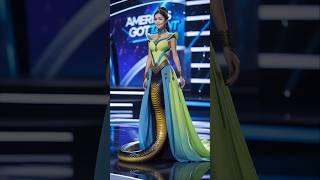 A Woman Transform into an Green snake #fypyoutube #talent  #americasgottalent #snake #ai #agt #fyp