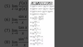 Limits formulae l learn basic calculus #calculus #basiccalculus