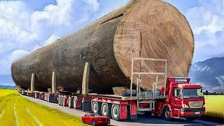 Amazing Biggest Logging Truck Driving Skills, Fastest Cutting Huge Tree & Woodworking