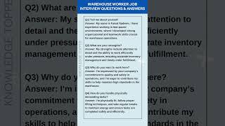 Most Common Warehouse Worker Interview Questions and Answer